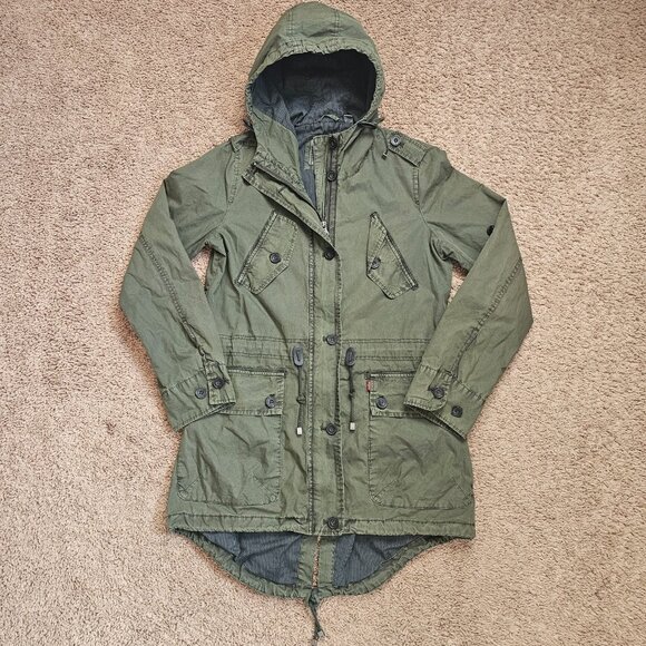 Levi's Jackets & Blazers - Levis Utility Jacket Womens Extra Small Green Hooded Military Anorack Coat